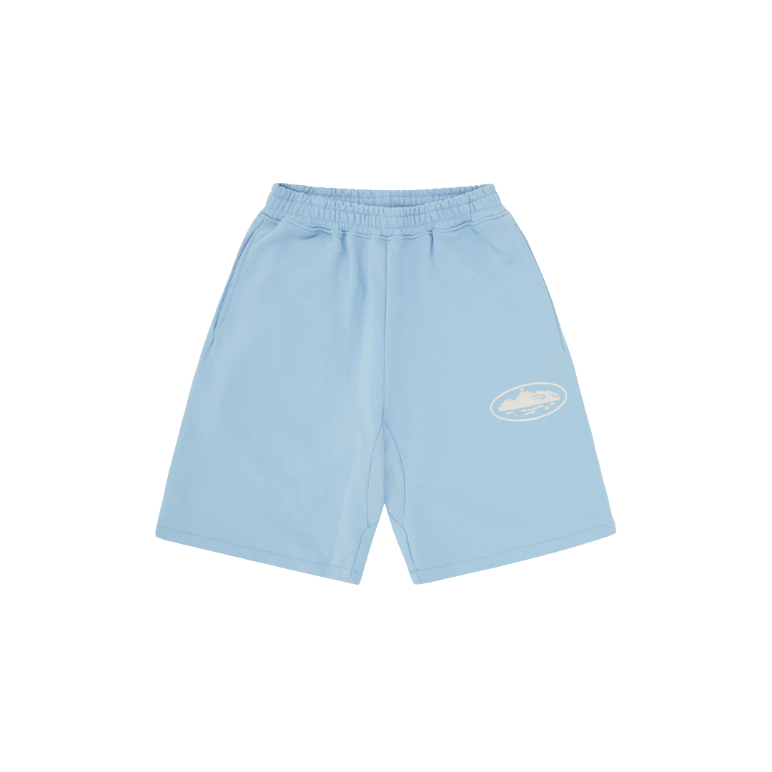 Corteiz Island Puff Print Sweatshort Baby Blue