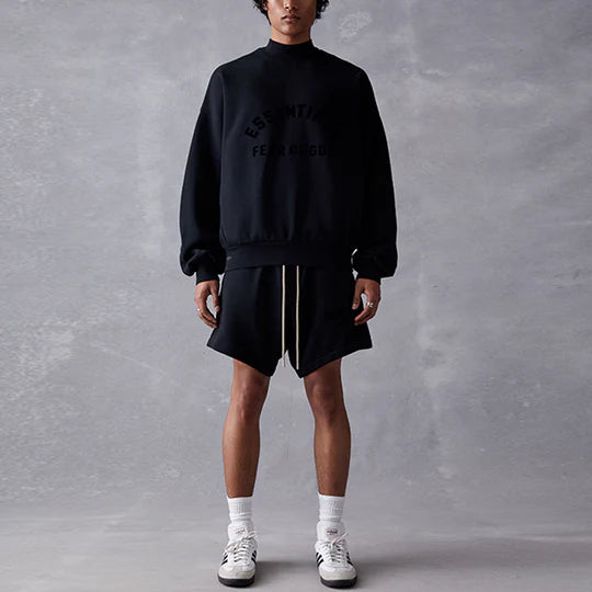 Essentials Crewneck Logo Semicircular Jet Black