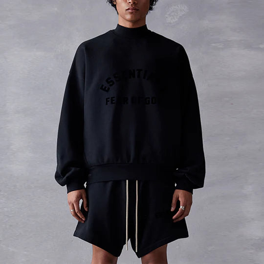 Essentials Crewneck Logo Semicircular Jet Black