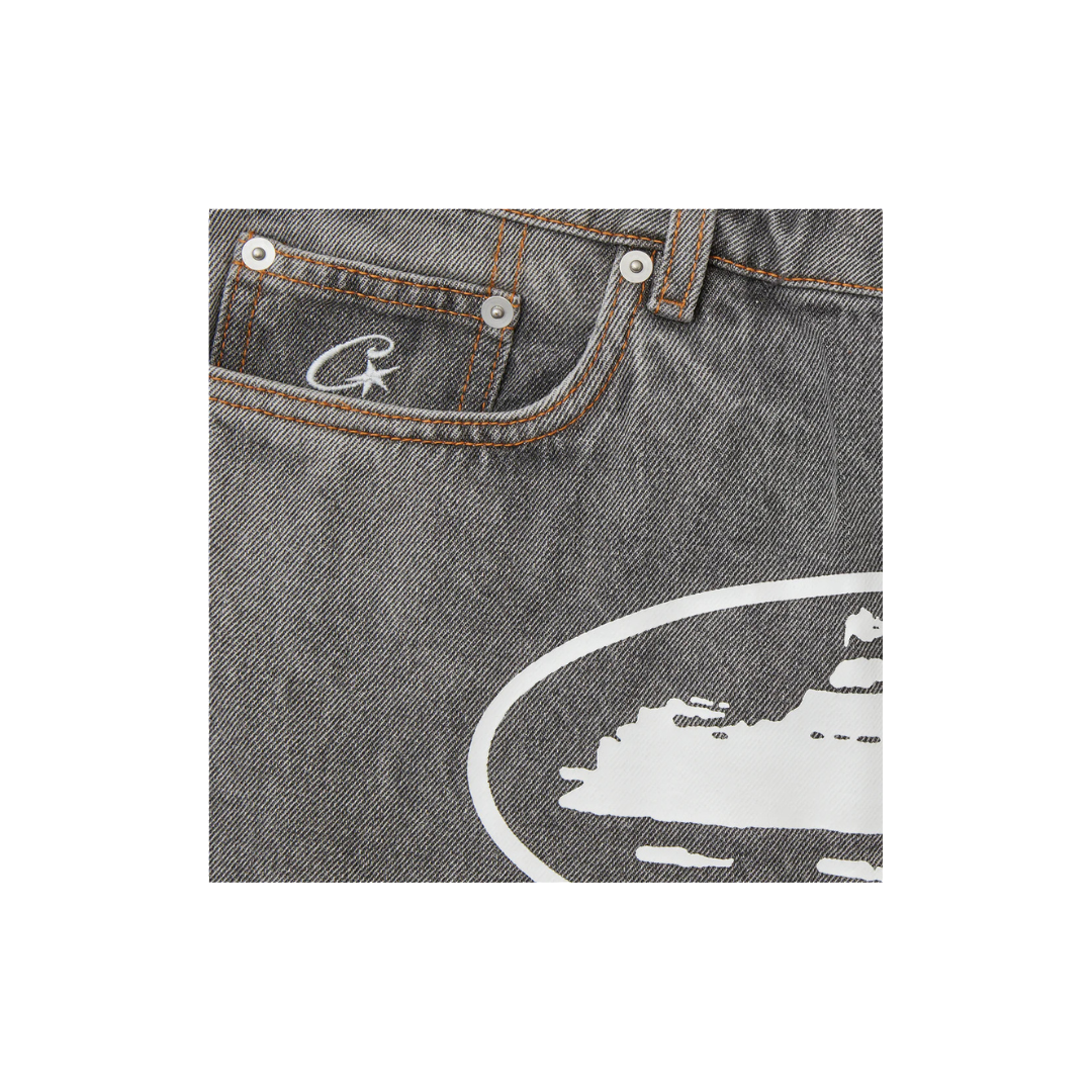 Corteiz Alcatraz Shorts Denim Light Grey