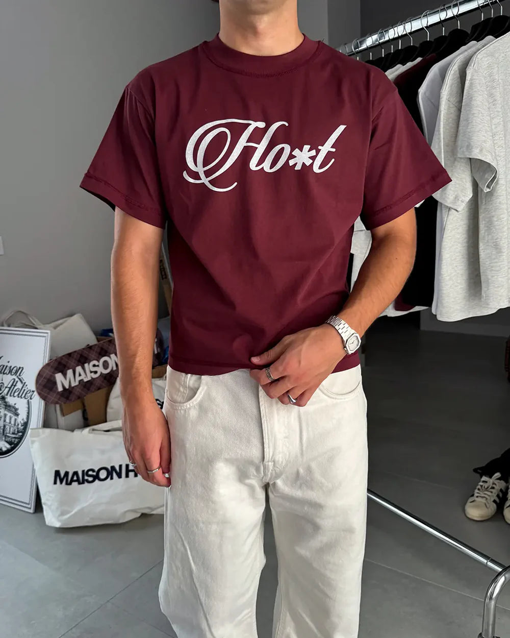 Host -Ho*t Burgundy Slim Tee