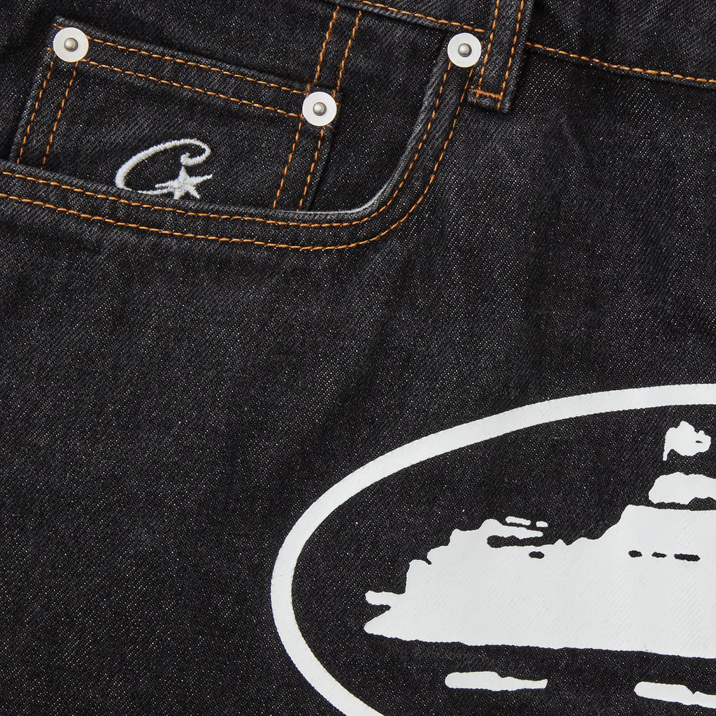 Corteiz Alcatraz Shorts Denim Washed Black