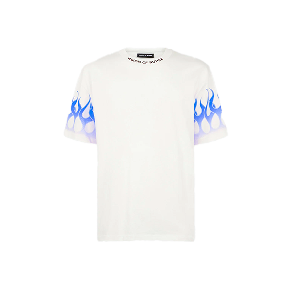 Vision of Super - White T-Shirt With Blue Flames