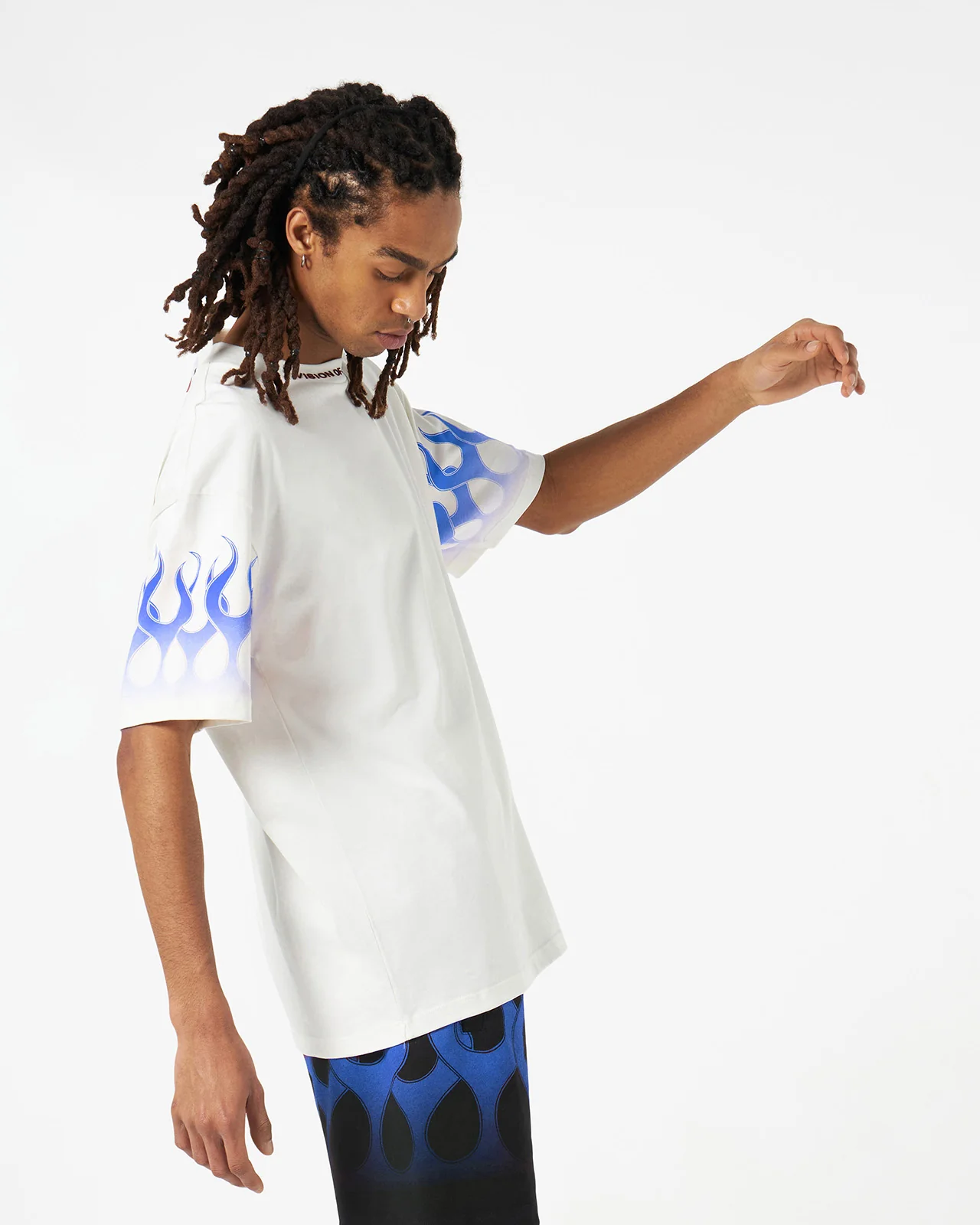 Vision of Super - White T-Shirt With Blue Flames