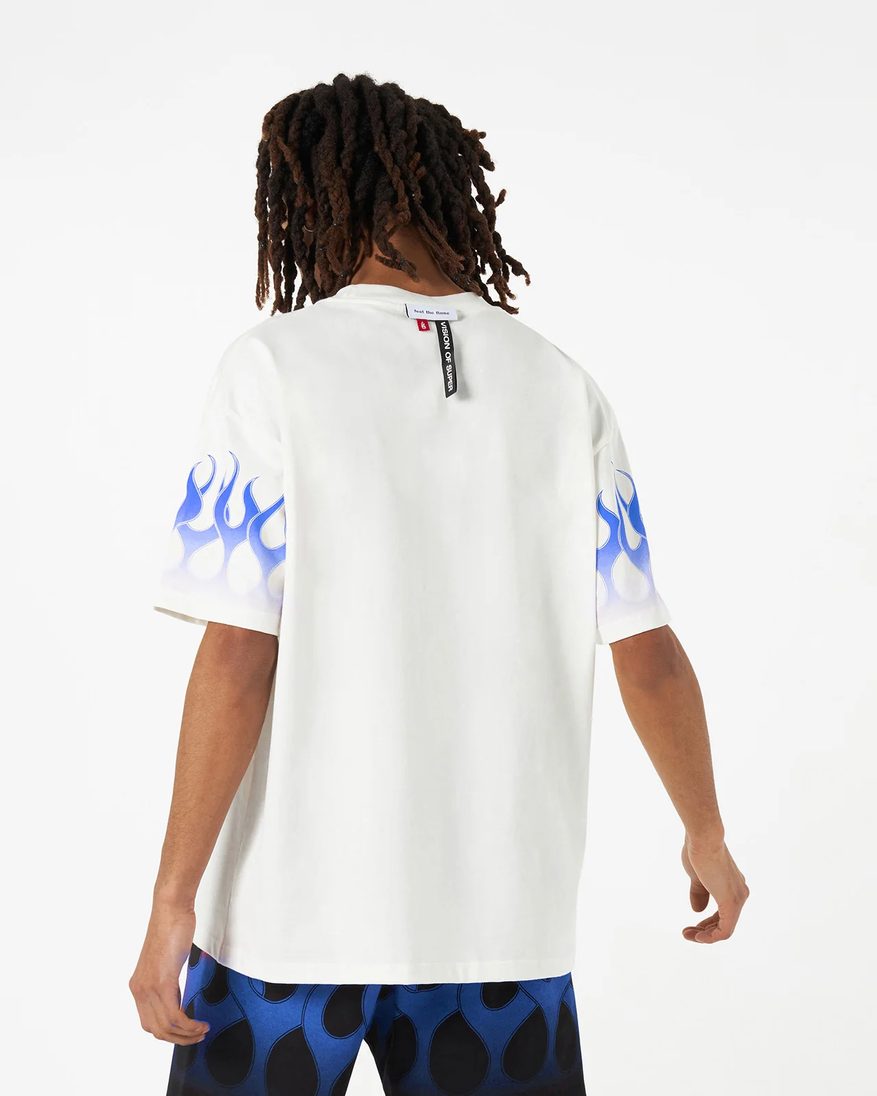 Vision of Super - White T-Shirt With Blue Flames