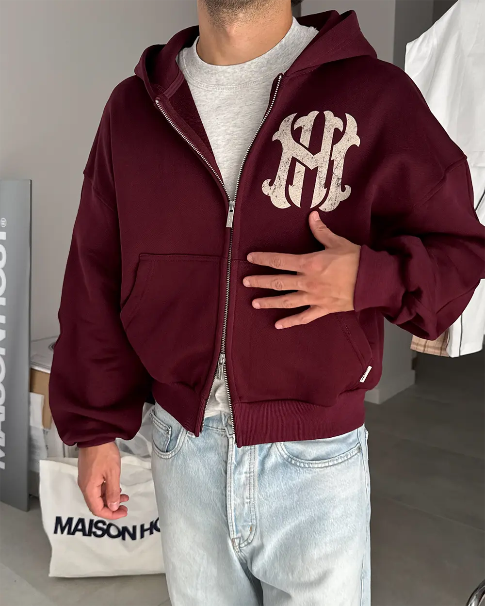 Host - Homerun Burgundy Zipped Hoodie