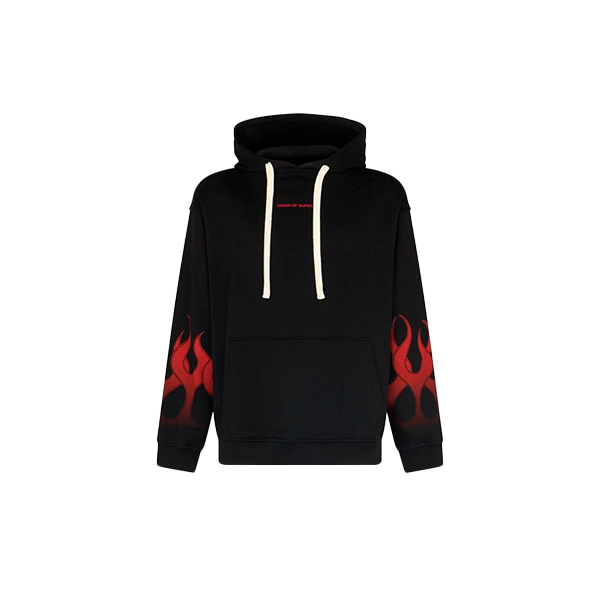 Vision Of Super - BLACK HOODIE WITH RED FLAMES