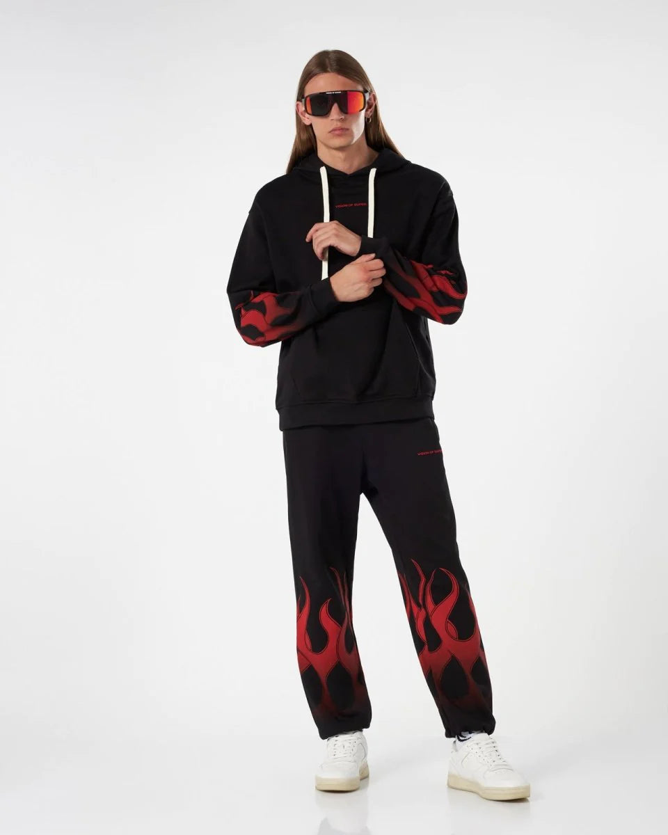 Vision Of Super - BLACK HOODIE WITH RED FLAMES