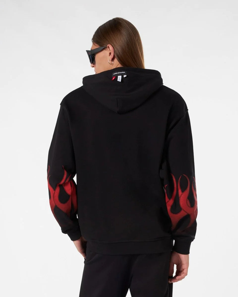 Vision Of Super - BLACK HOODIE WITH RED FLAMES