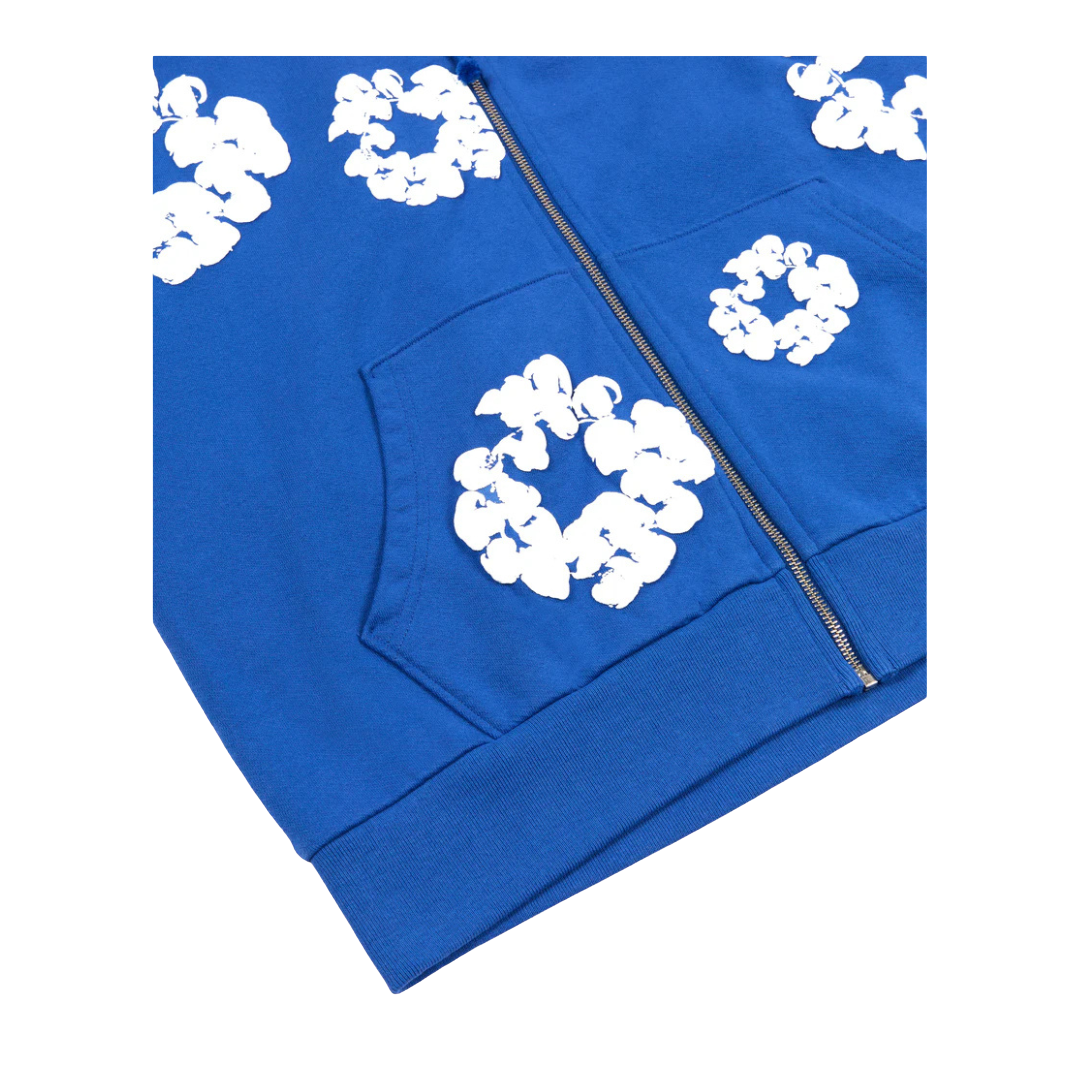 Denim Tears Cotton Wreath Zip Hoodie Blue