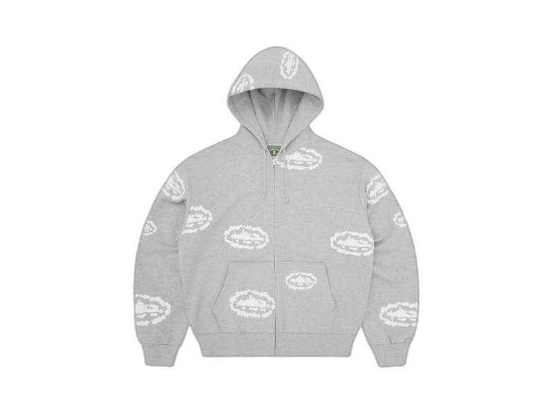 Corteiz x Denim Tears Island Wreath Zip Hoodie Heather Grey