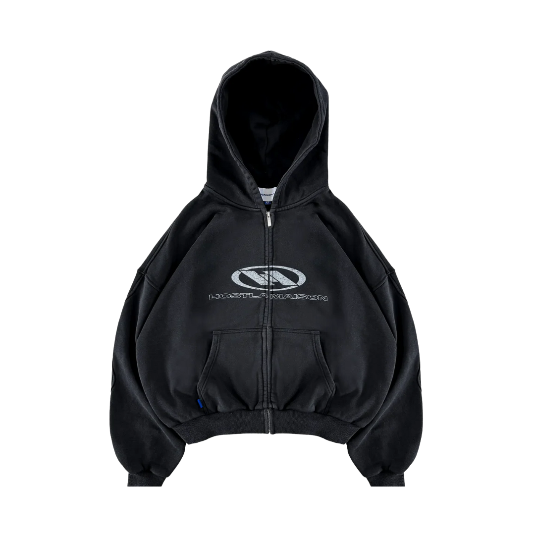 Host - Wavy Arms Zipped Hoodie Black