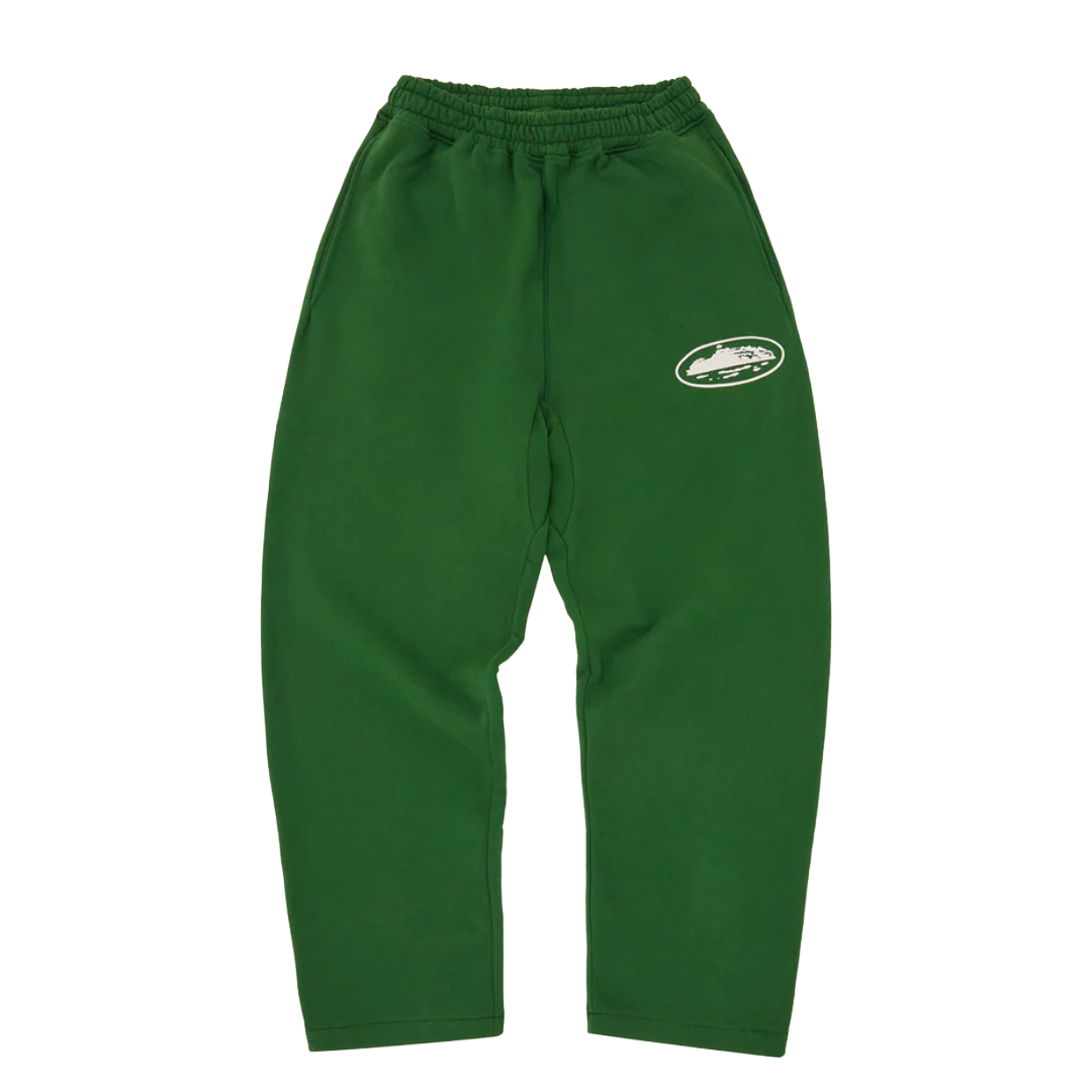 Corteiz Island Puff Print Open Hem Swetpant Green