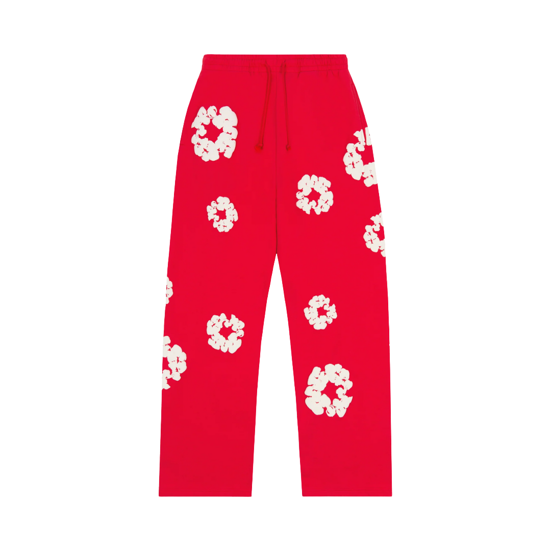 Denim Tears Cotton Wreath Baggy Red Sweatpants