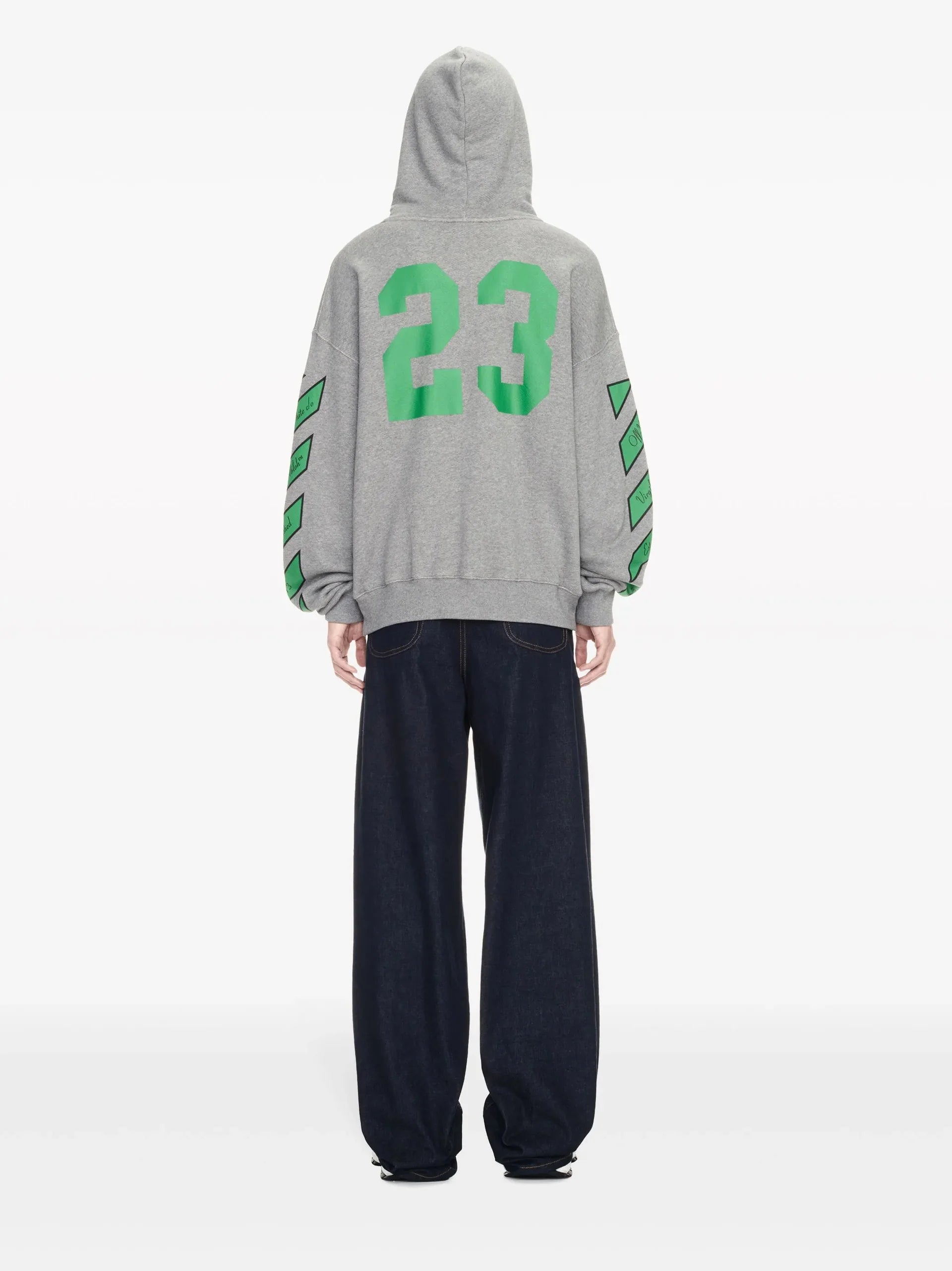Off White - Varsity Skate Hoodie 'Melange Grey/College Green'