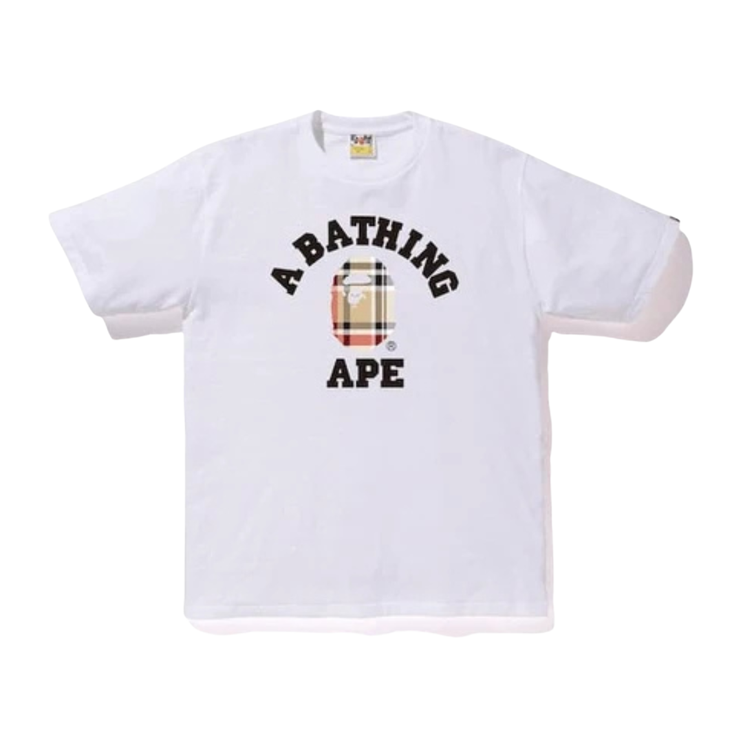 Bape Check College Tee White/Beige