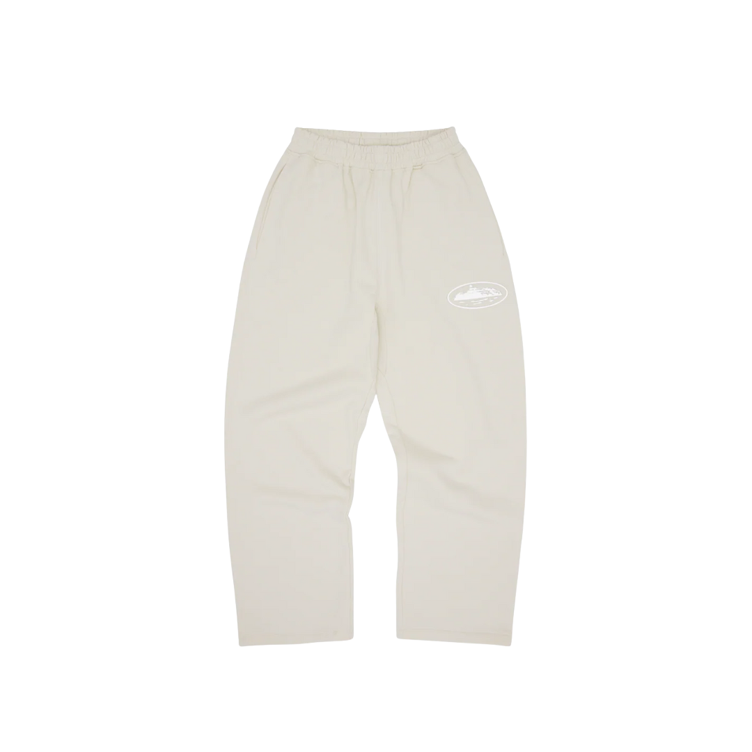 Corteiz Island Puff Print Open Hem Sweatpant Off White