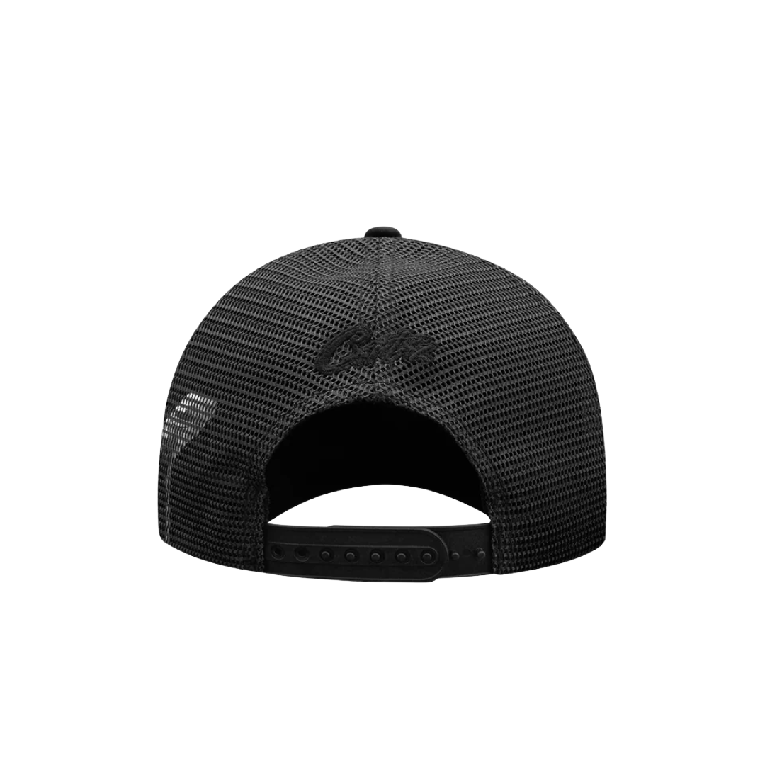 Corteiz Alcatraz Puff Print Trucker Hat Black