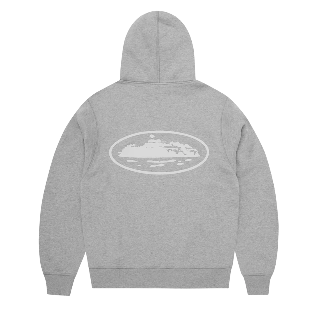 Corteiz Island Puff Print Zip Hoodie Heather Grey