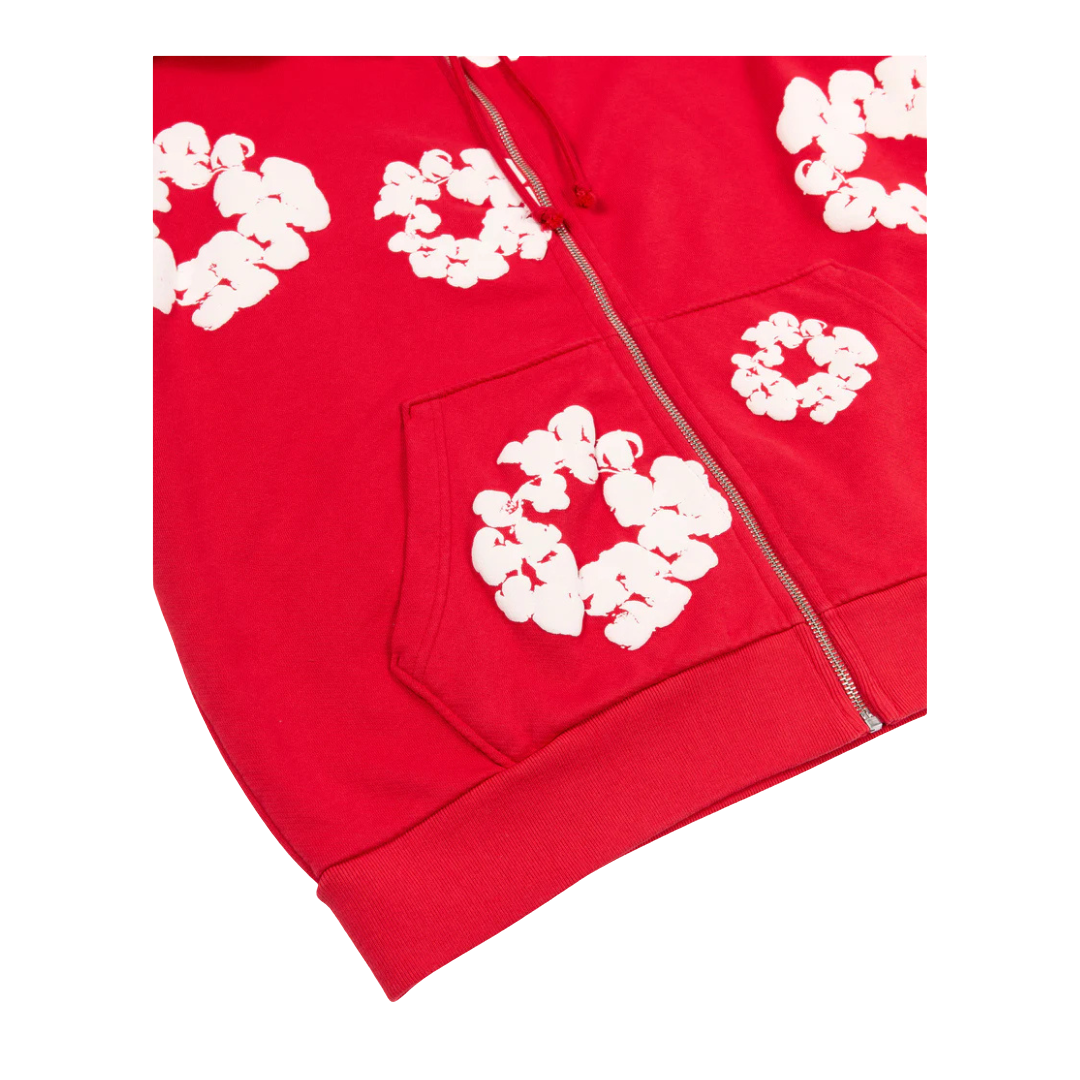 Denim Tears Cotton Wreath Zip Hoodie Red