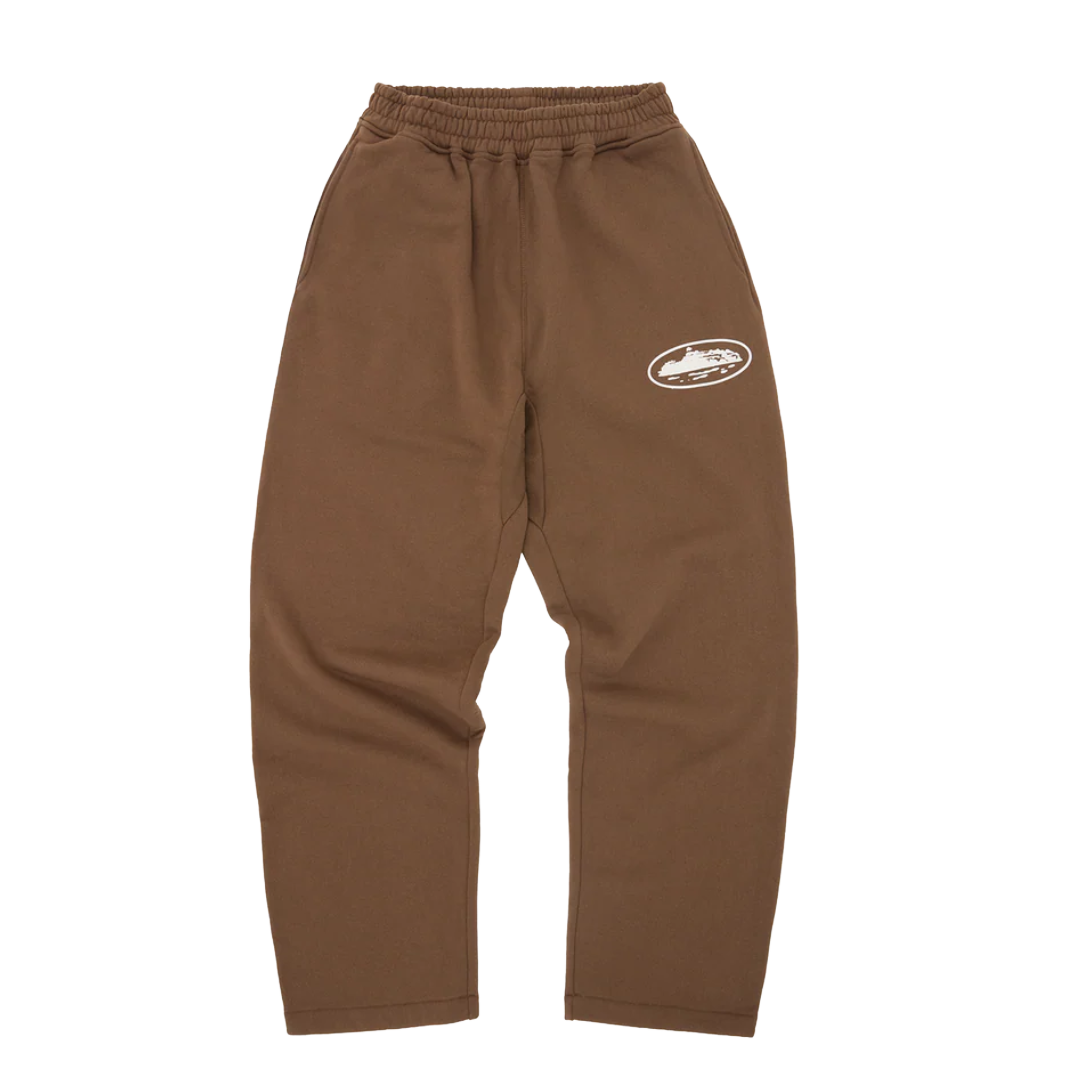 Corteiz Island Puff Print Open Hem Swetpant Brown