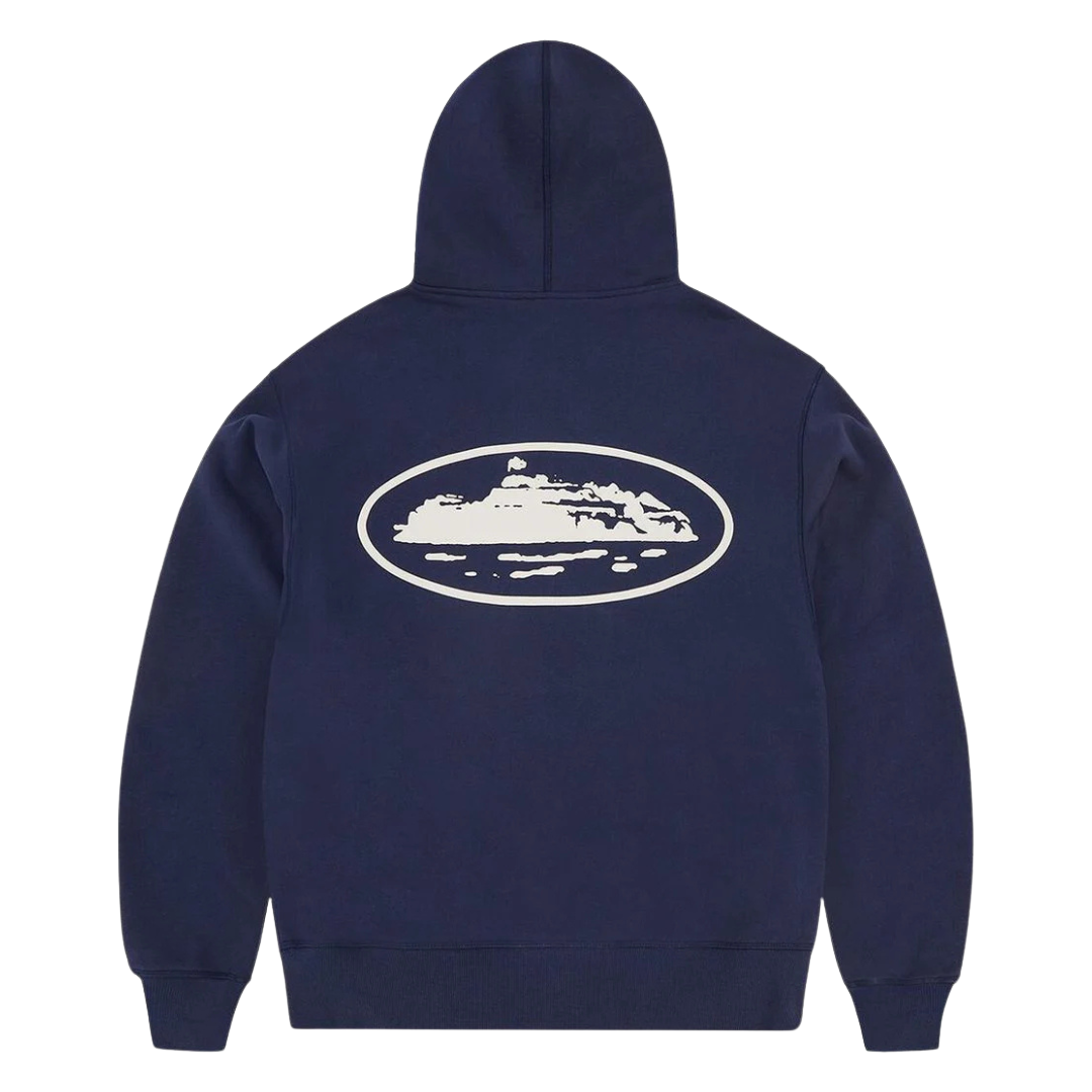 Corteiz Island Puff Print Zip Hoodie Navy
