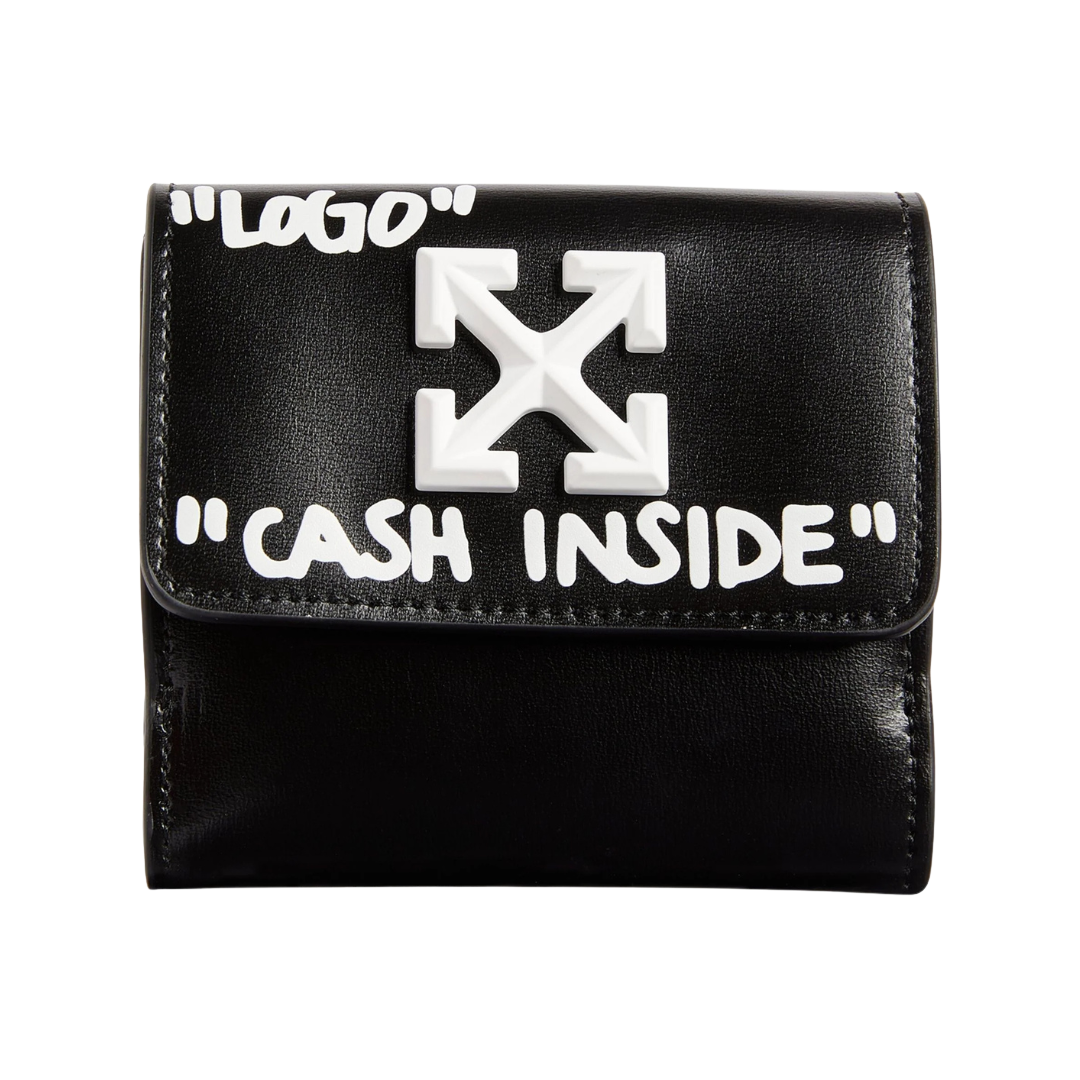 Off-White - Black Leather Jitney Quote Wallet