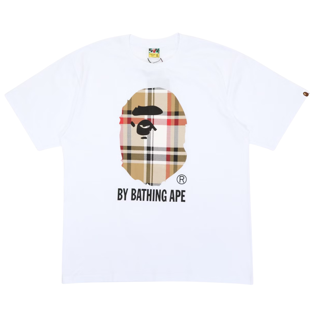 Bape A Bathing Ape Check by Bathing Tee White/Beige