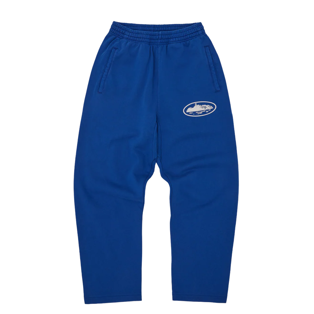 Corteiz Island Puff Print Open Hem Swetpant Washed Royale