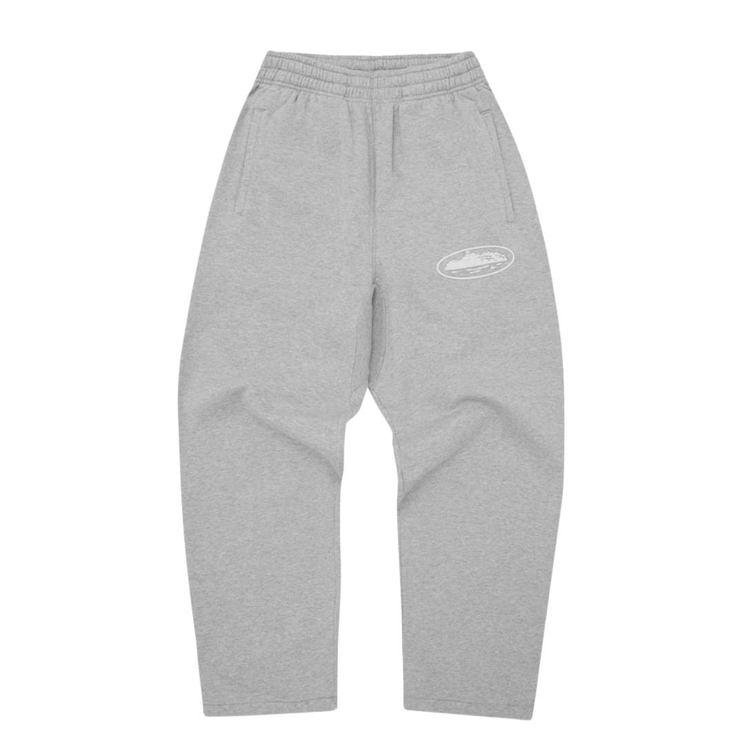 Corteiz Island Puff Print Open Hem Sweatpant Heather Grey