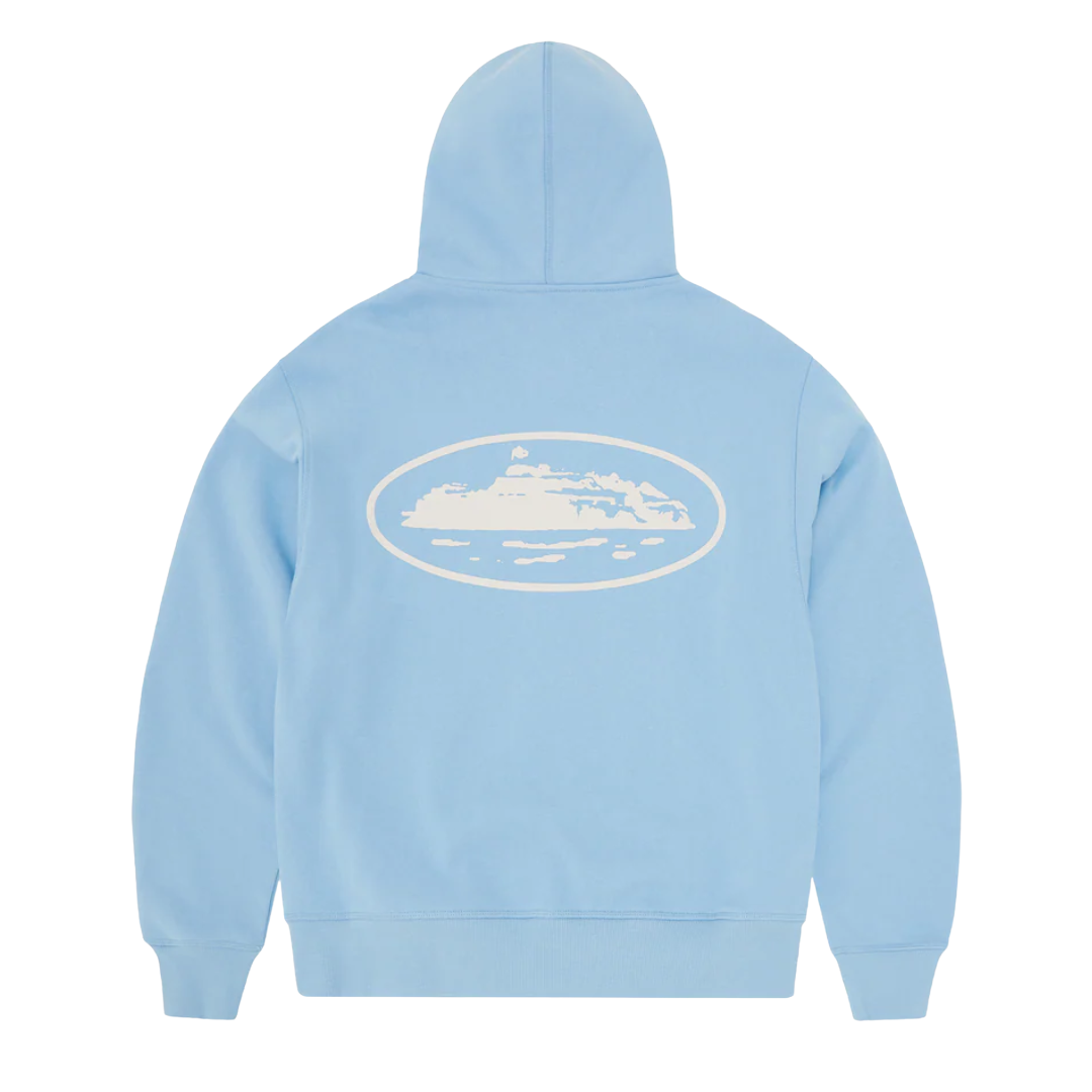 Corteiz Island Puff Print Zip Hoodie Baby Blue