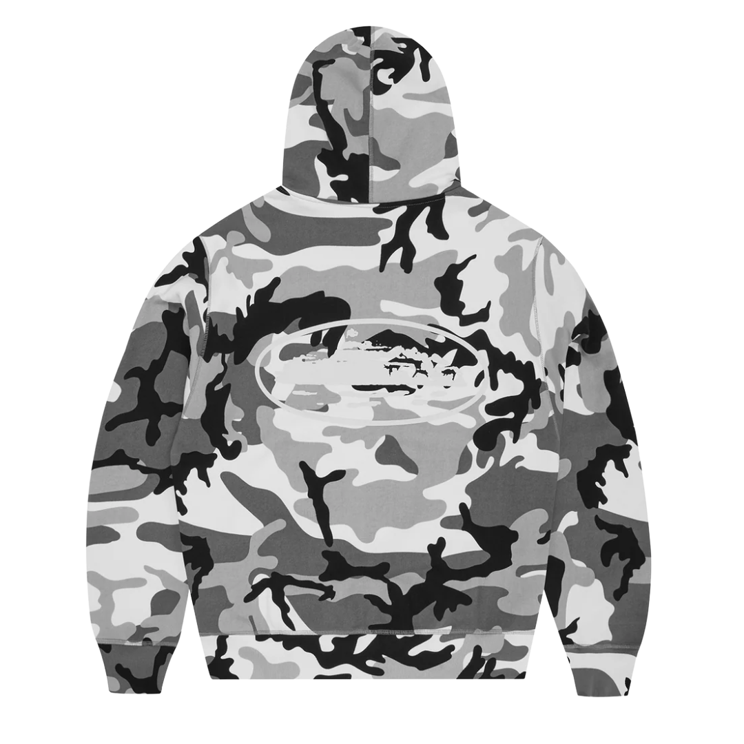 Corteiz Island Puff Print Zip Hoodie Artic Camo
