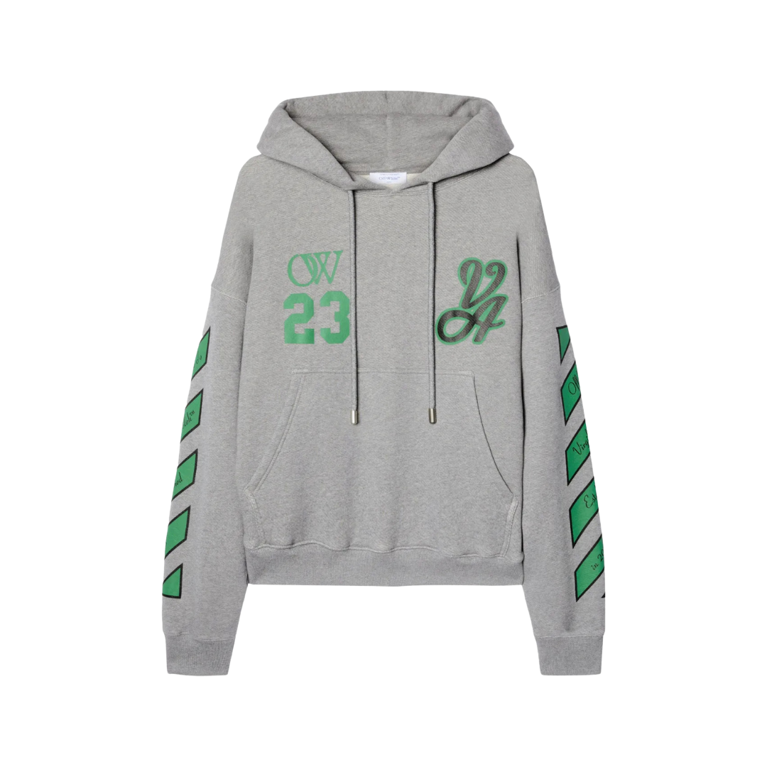 Off White - Varsity Skate Hoodie 'Melange Grey/College Green'