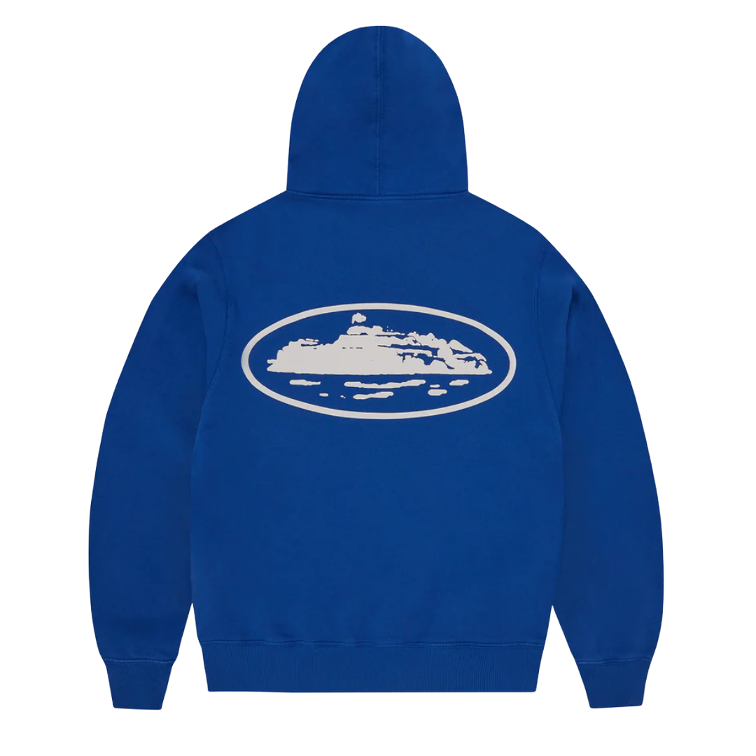 Corteiz Island Puff Print Zip Hoodie Heather Washed Royale