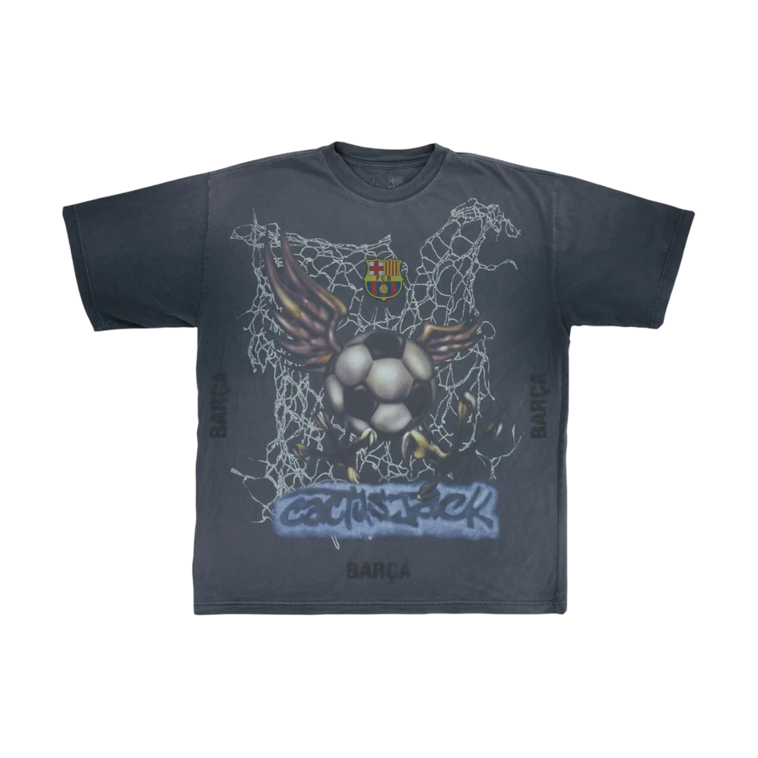 Travis Scott x FC Barcelona Washed Spray Logo Tee Black