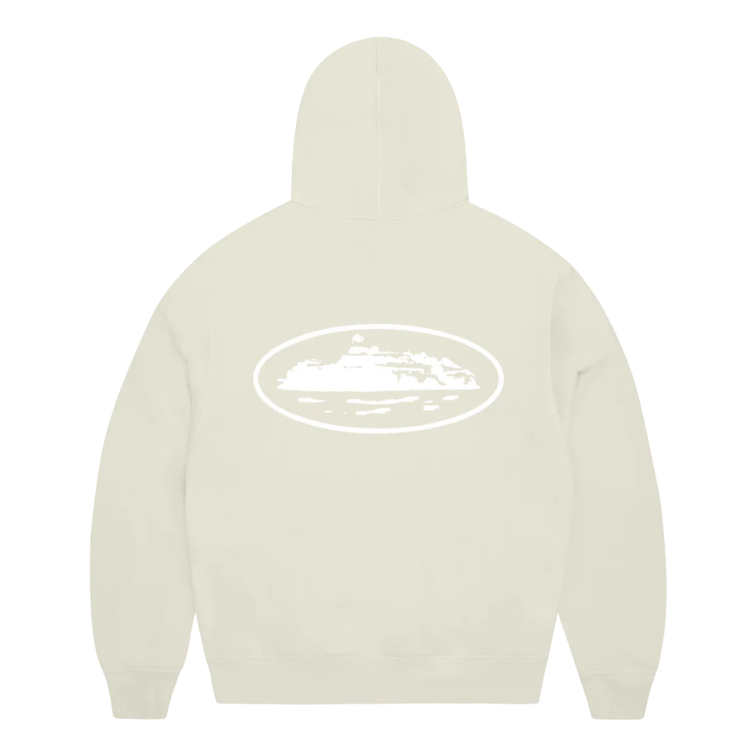 Corteiz Island Puff Print Zip Hoodie Off White