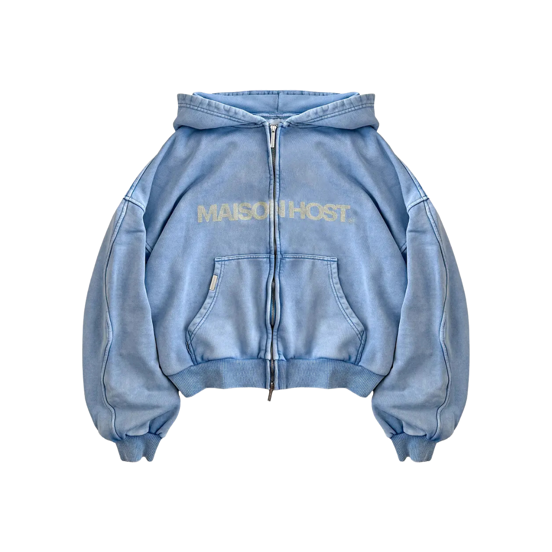 Host - Erode Wave Zipped Hoodie Sky Blue