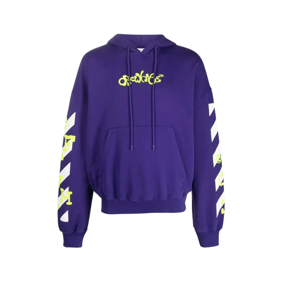 Off White Opposite Arrows Boxy Hoodie Purple/Lime