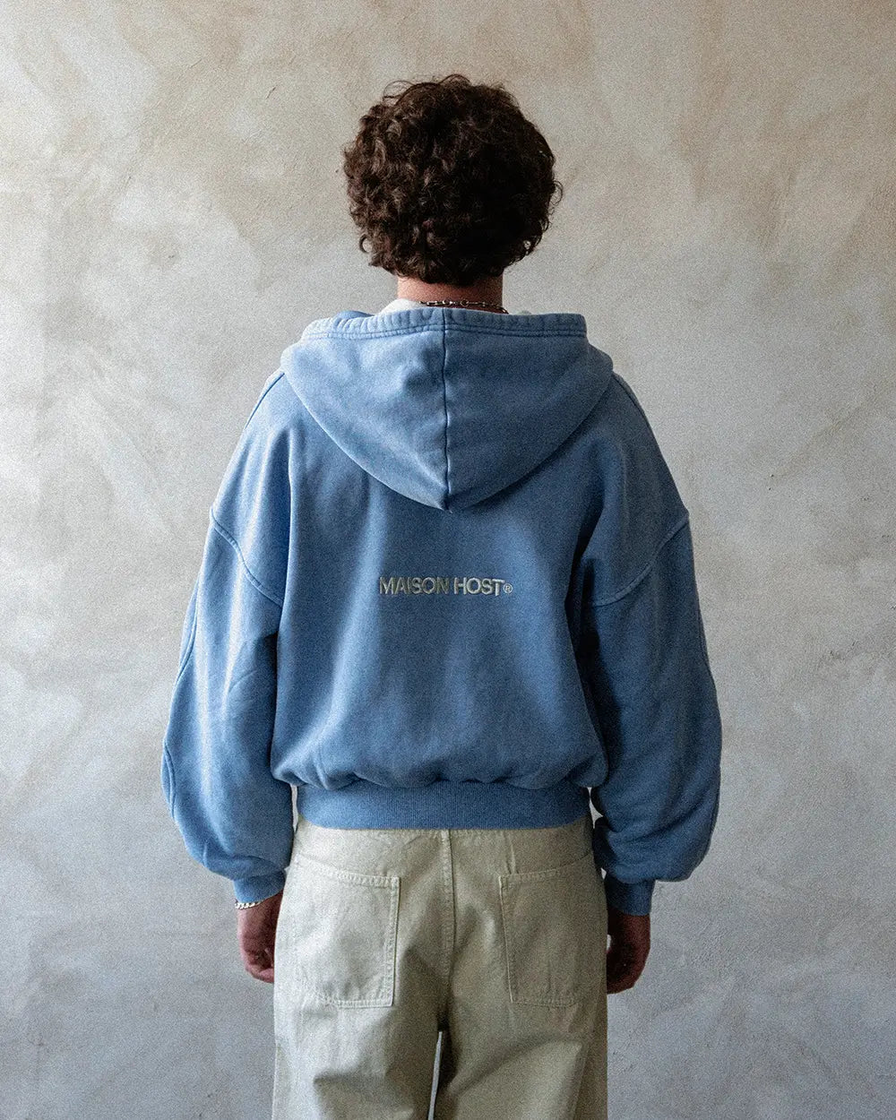 Host - Erode Wave Zipped Hoodie Sky Blue