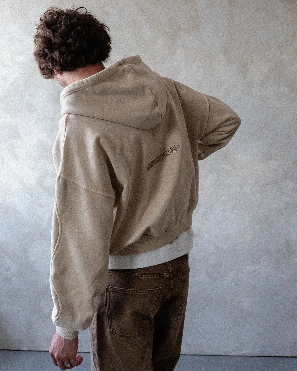 Host - Erode Wave Zipped Hoodie Sand