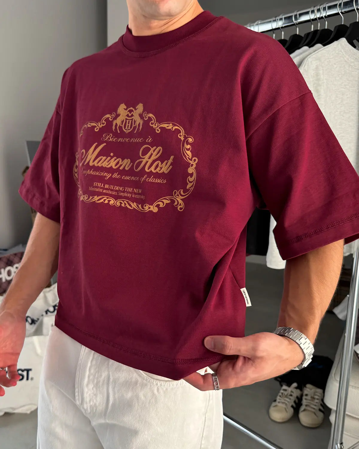 Host - Bienvenue Burgundy Tee