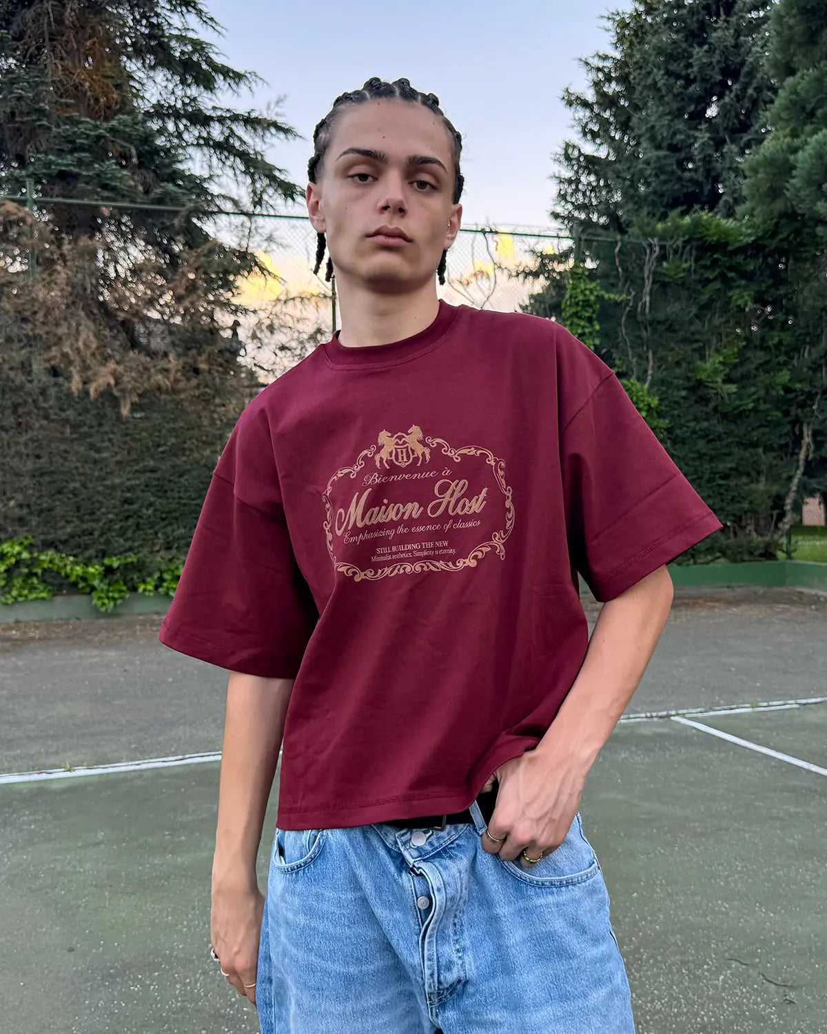 Host - Bienvenue Burgundy Tee