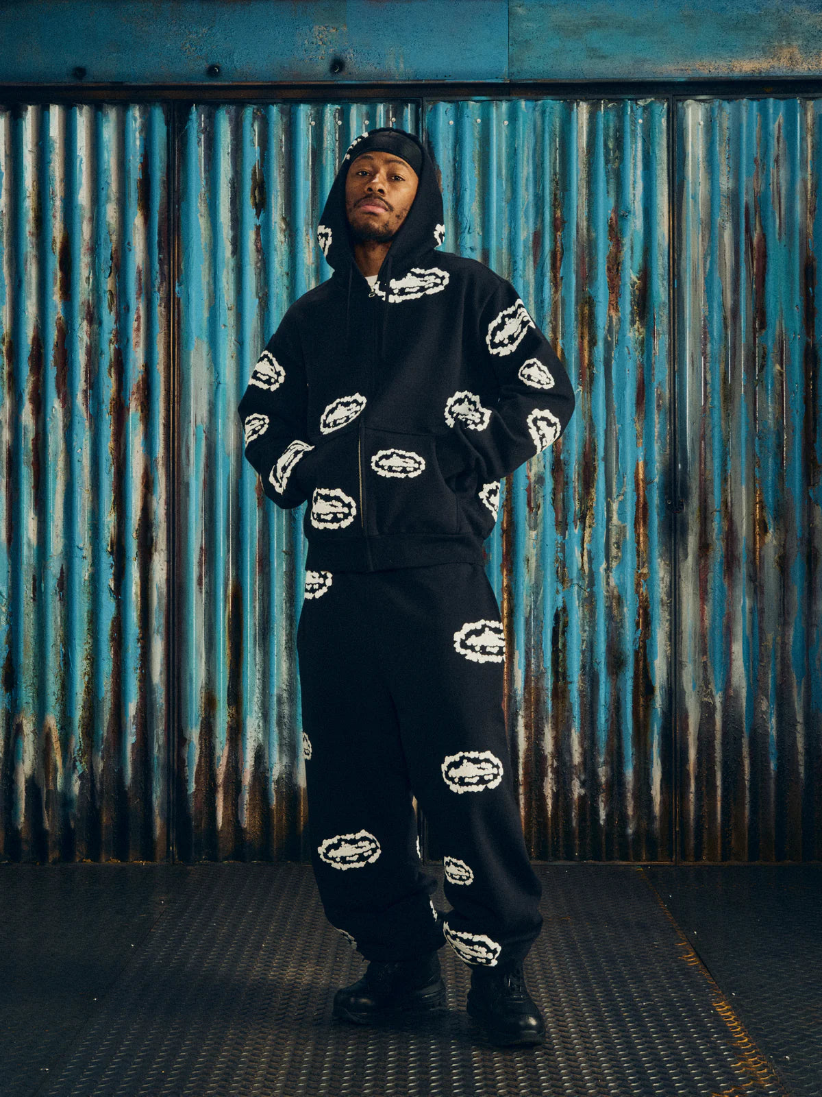 Corteiz x Denim Tears Island Wreath Zip Hoodie Black