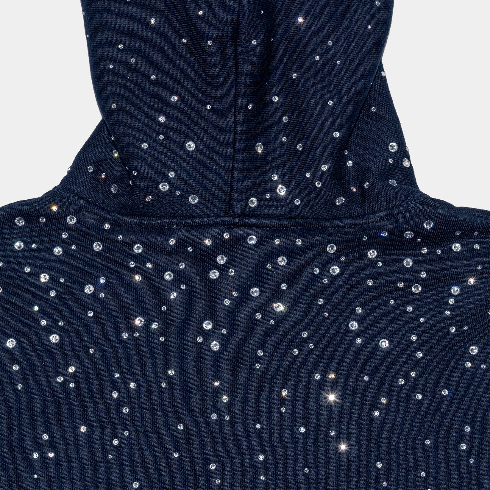 Off White - Rhinestone Embellished Hoodie In Black