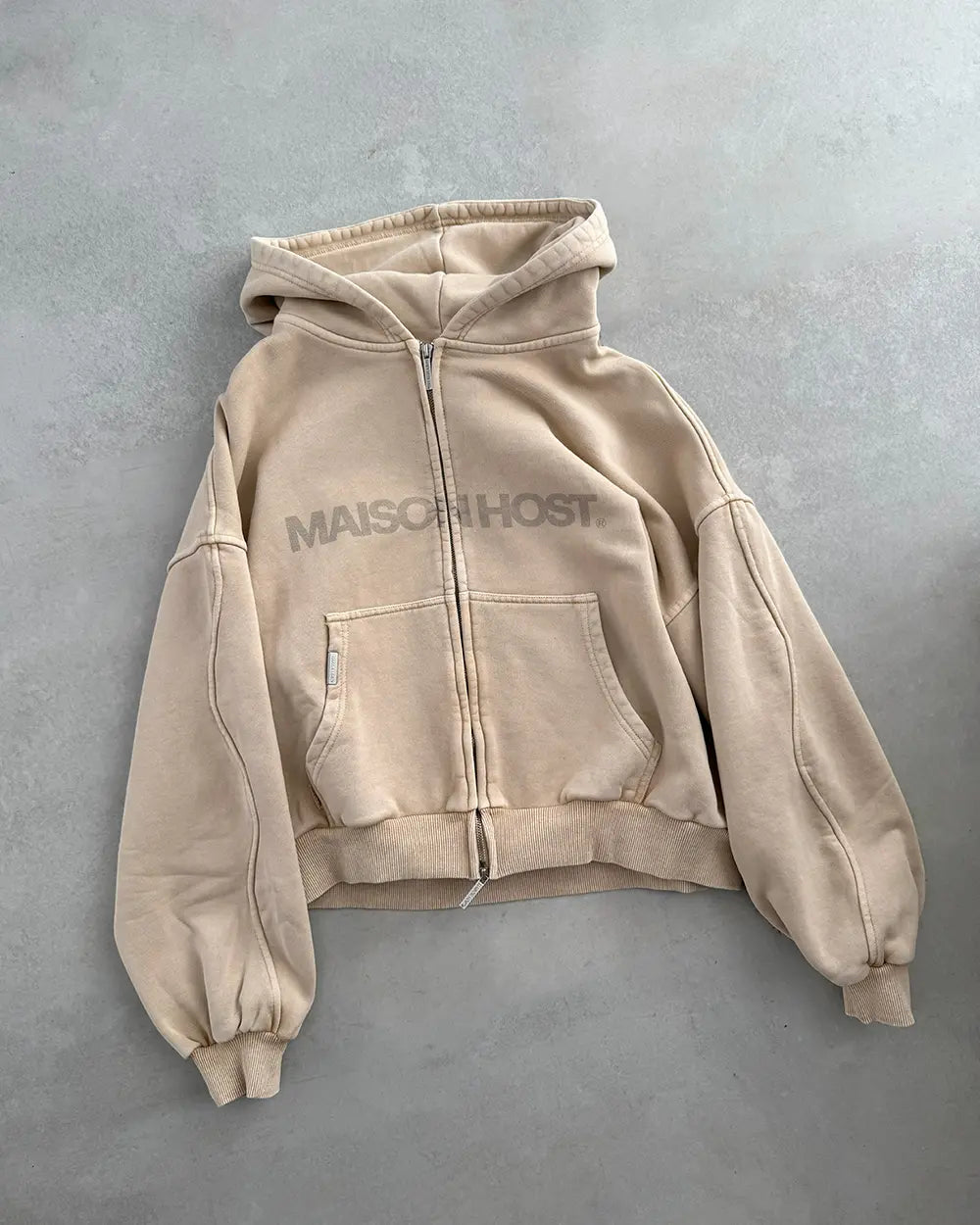 Host - Erode Wave Zipped Hoodie Sand