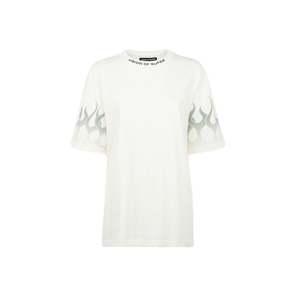 Vision of Super - White T-Shirt With Grey Flames