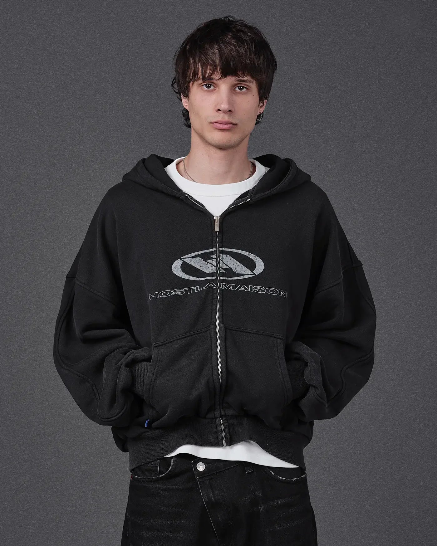 Host - Wavy Arms Zipped Hoodie Black