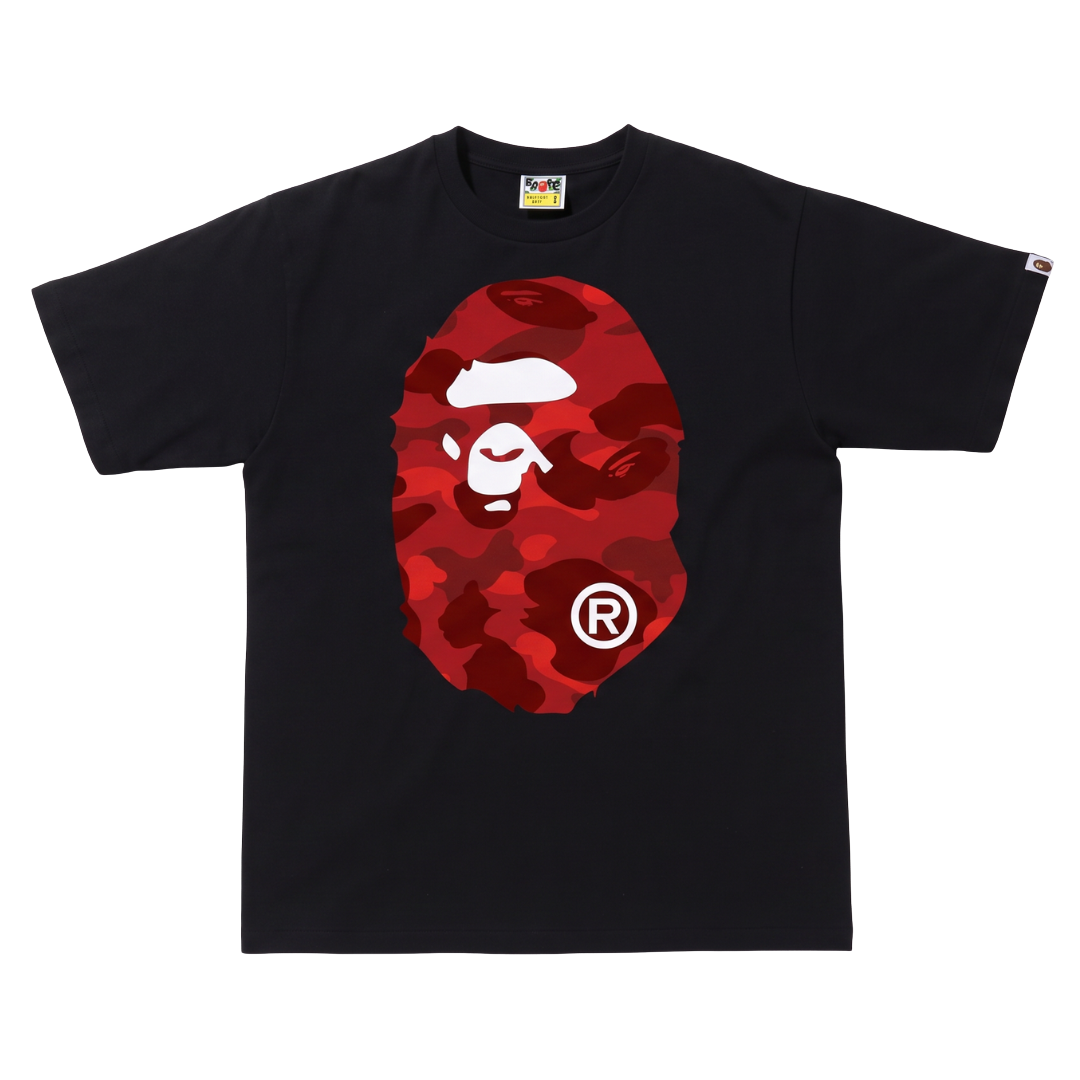 Bape Color Camo Big Ape Head Tee Black/Red