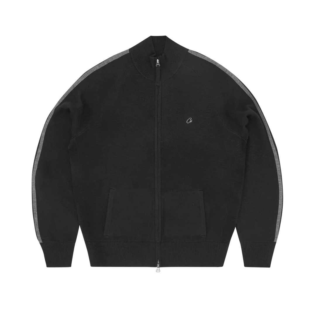 Corteiz Knit Zip Up Fleece Black/Grey