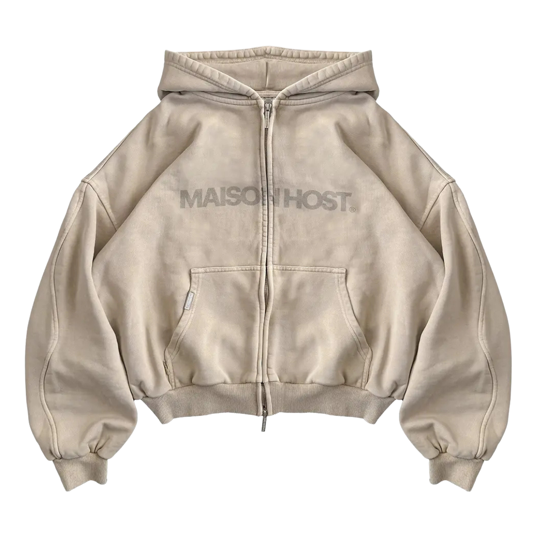 Host - Erode Wave Zipped Hoodie Sand